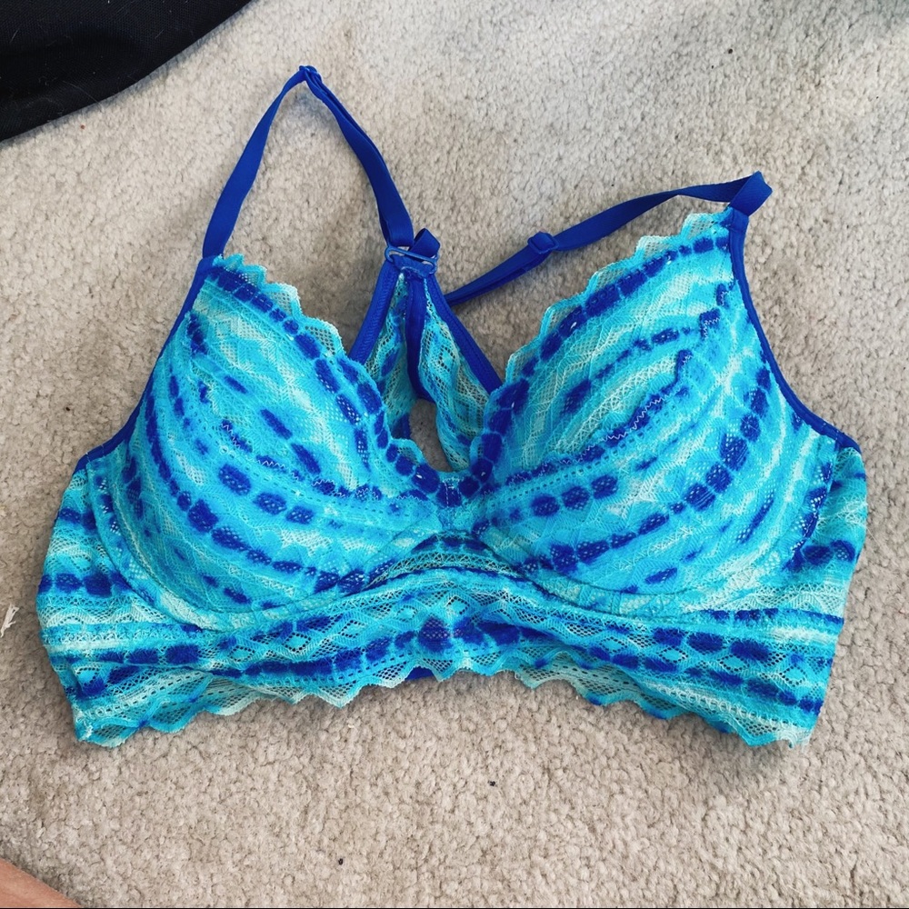 Victoria’s Secret pink blue tiedye bra bralette lingerie rave festival y2k